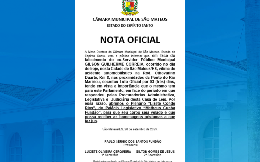 NOTÍCIA: NOTA OFICIAL